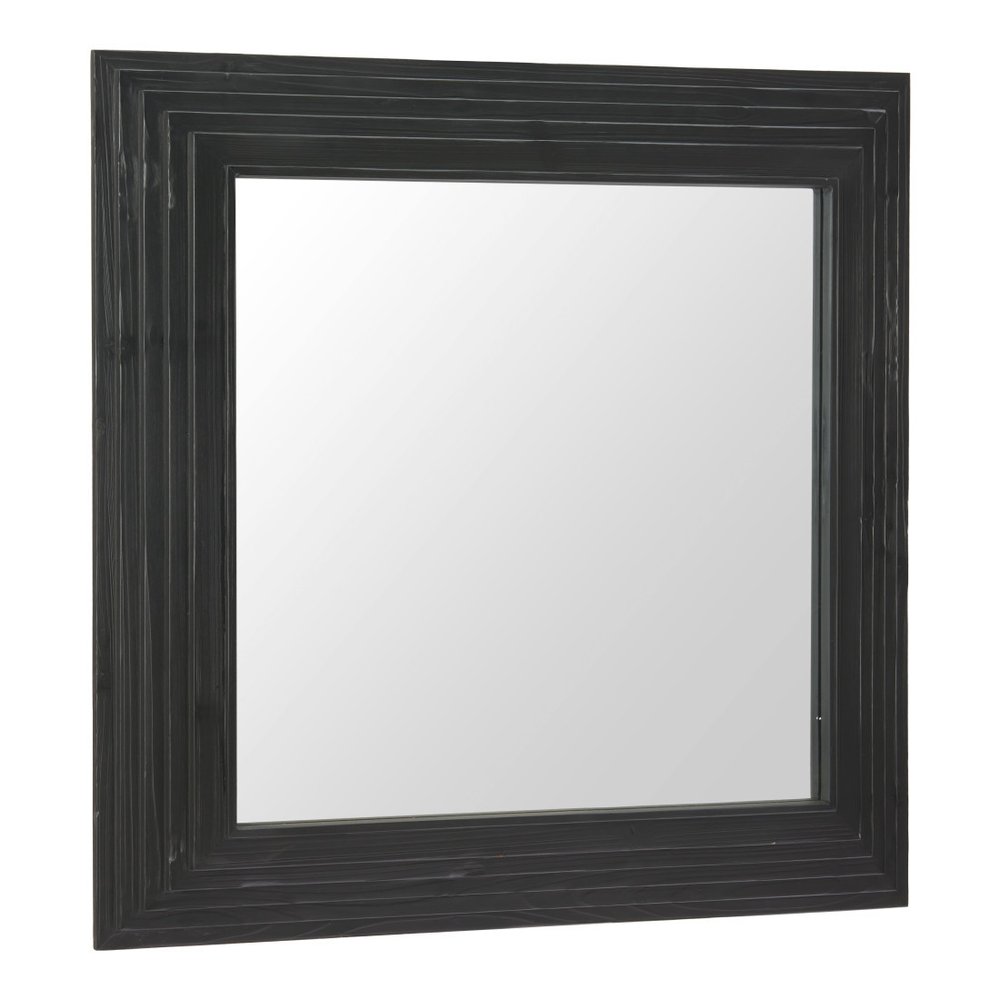 34" Black Solid Wood Square Framed Accent Mirror
