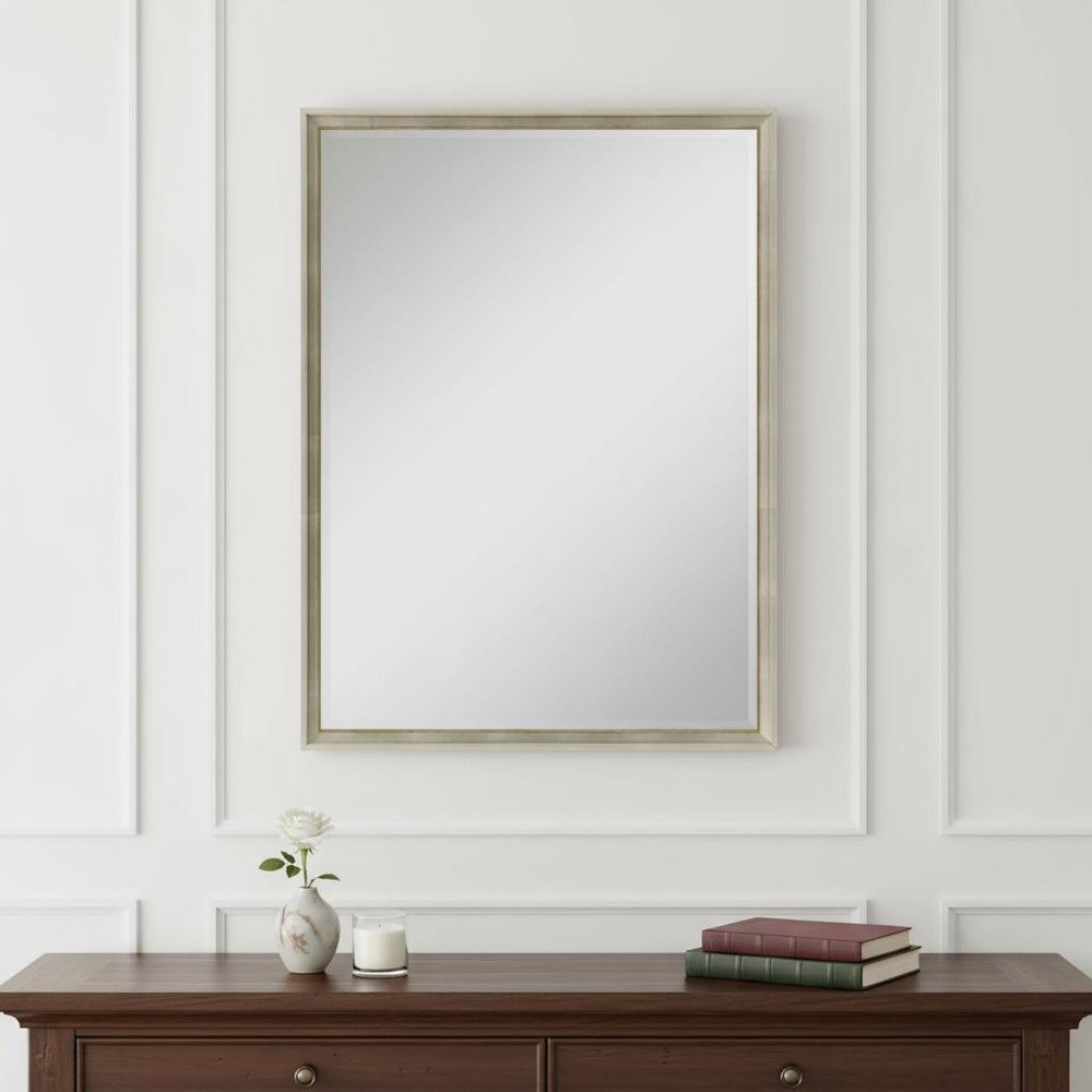 38" Silver Wood Accent Mirror