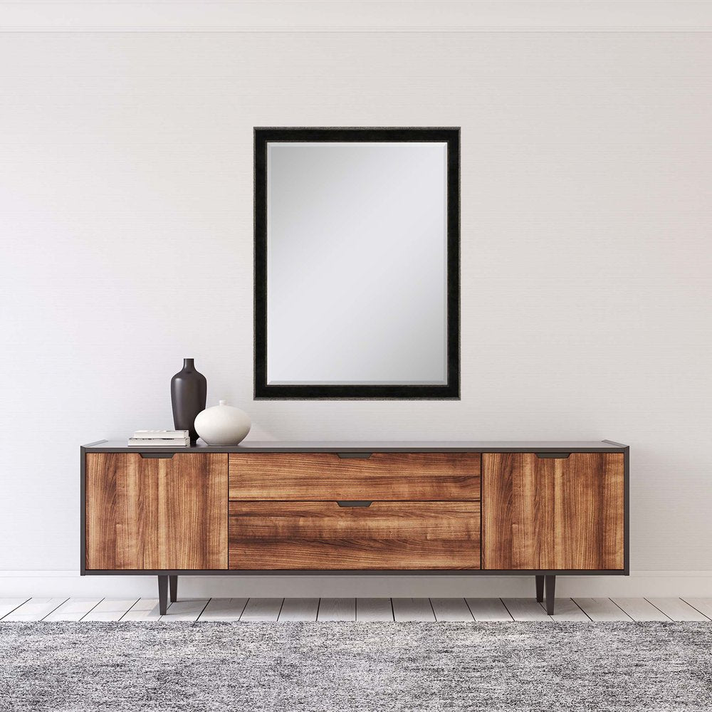 40" Dark Brown Solid Wood Framed Accent Mirror