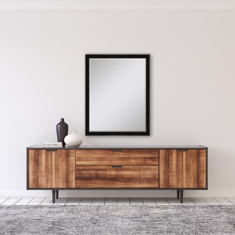 44" Dark Brown Wood Accent Mirror