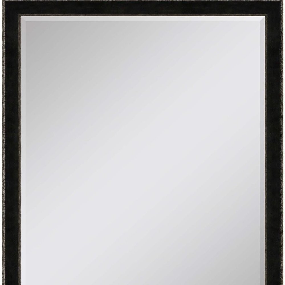 44" Dark Brown Wood Accent Mirror