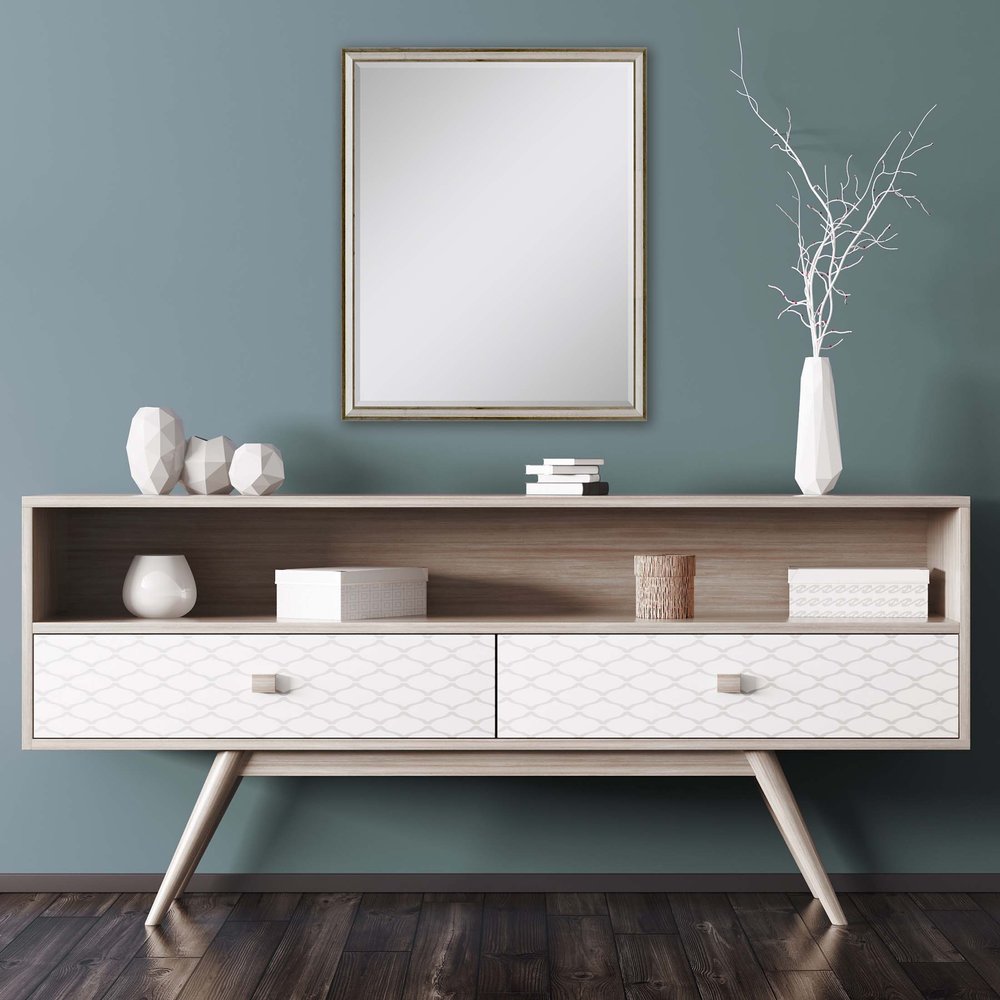 30" Silver Wood Accent Mirror