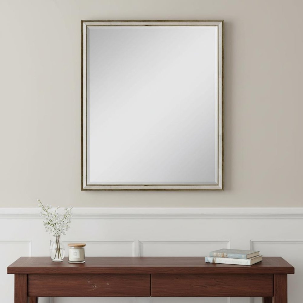 30" Silver Wood Accent Mirror