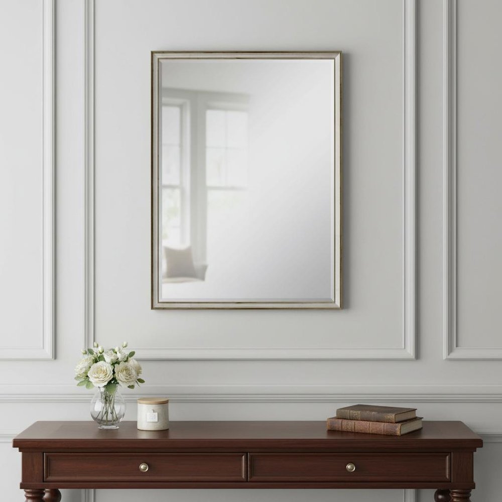 38" Silver Wood Accent Mirror