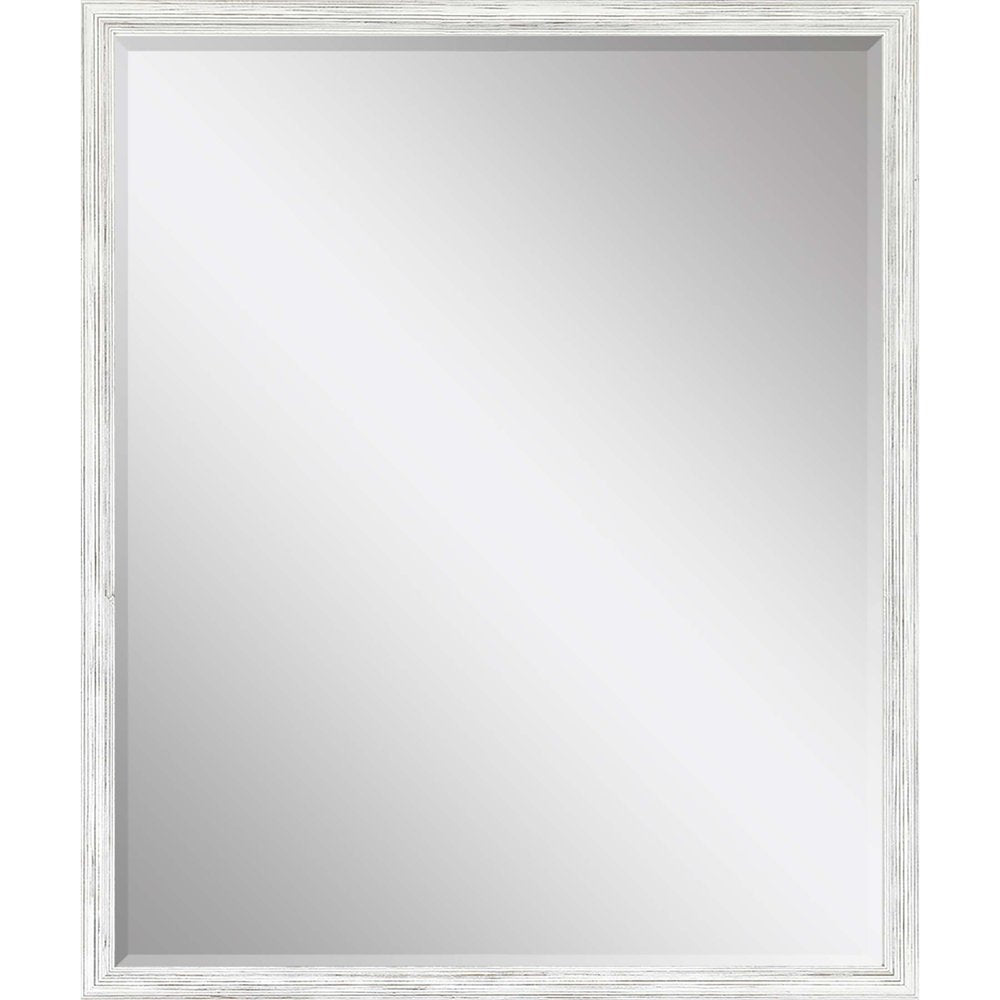 31" White Wood Accent Mirror