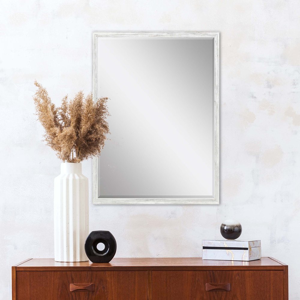31" White Wood Accent Mirror