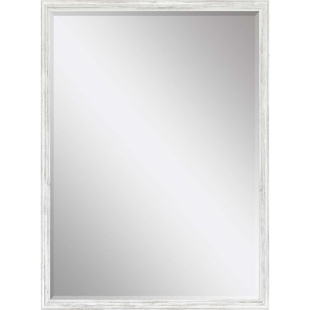39" White Wood Accent Mirror