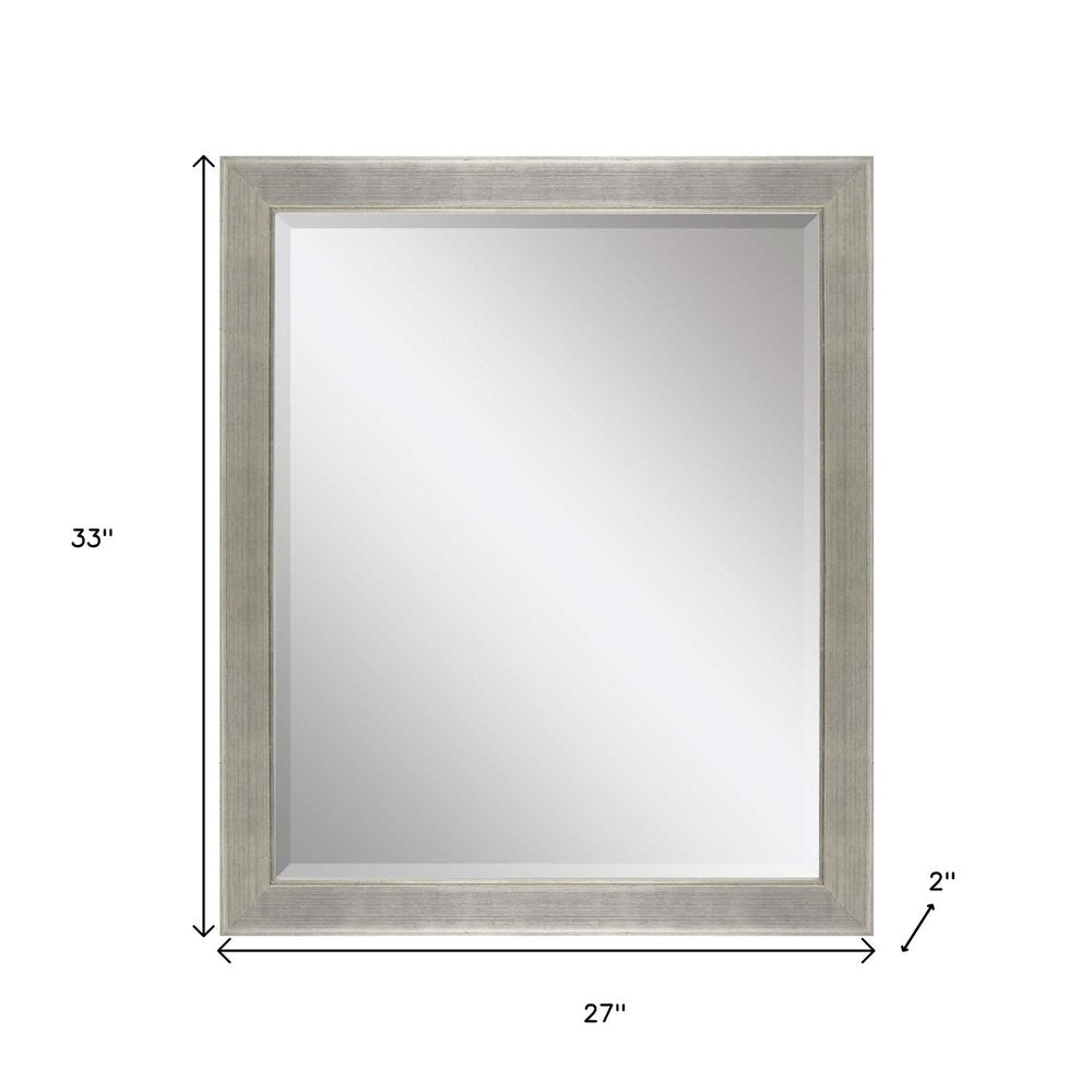 33" Silver Solid Wood Framed Accent Mirror