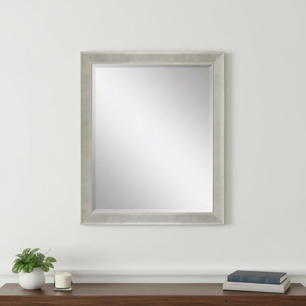 33" Silver Solid Wood Framed Accent Mirror