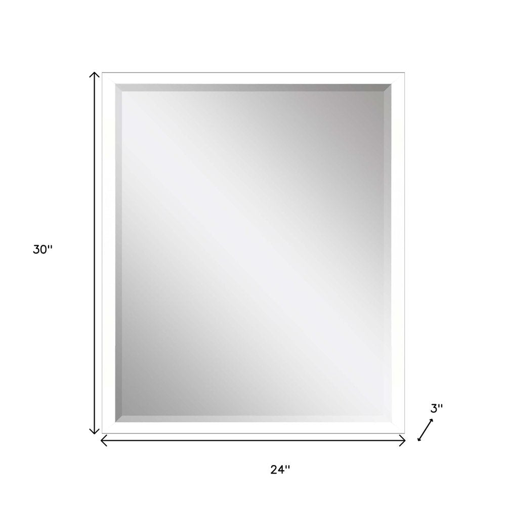 30" White Solid Wood Framed Accent Mirror