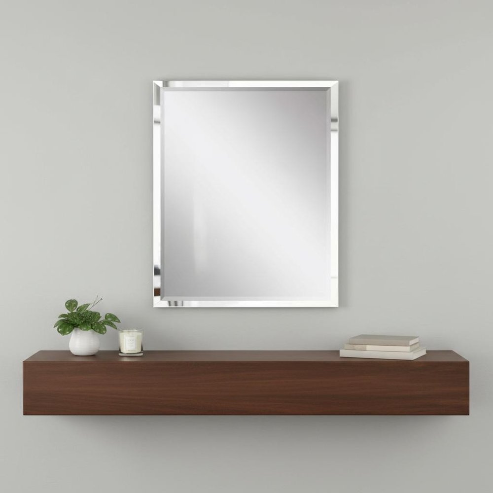 42" White Solid Wood Framed Accent Mirror