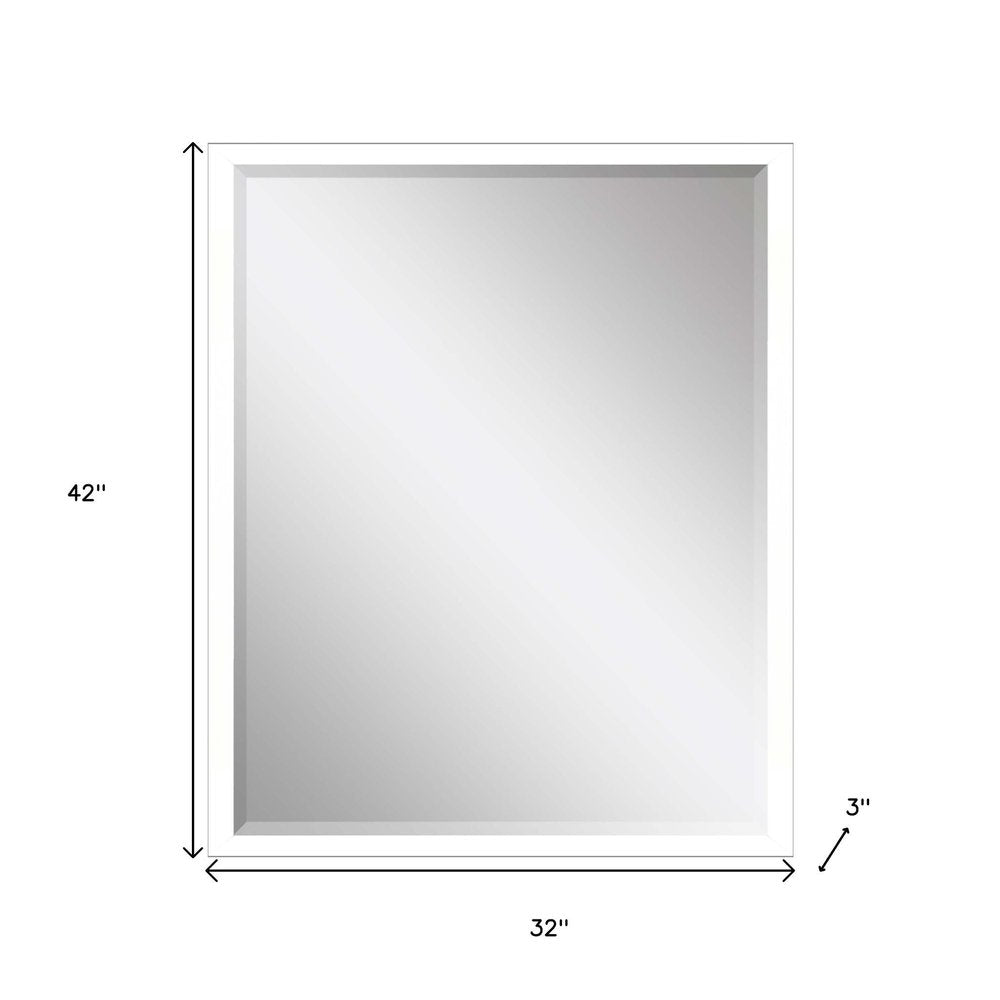 42" White Solid Wood Framed Accent Mirror
