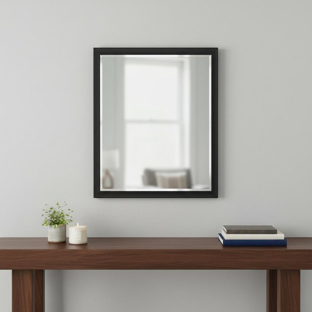 30" Black Solid Wood Framed Accent Mirror