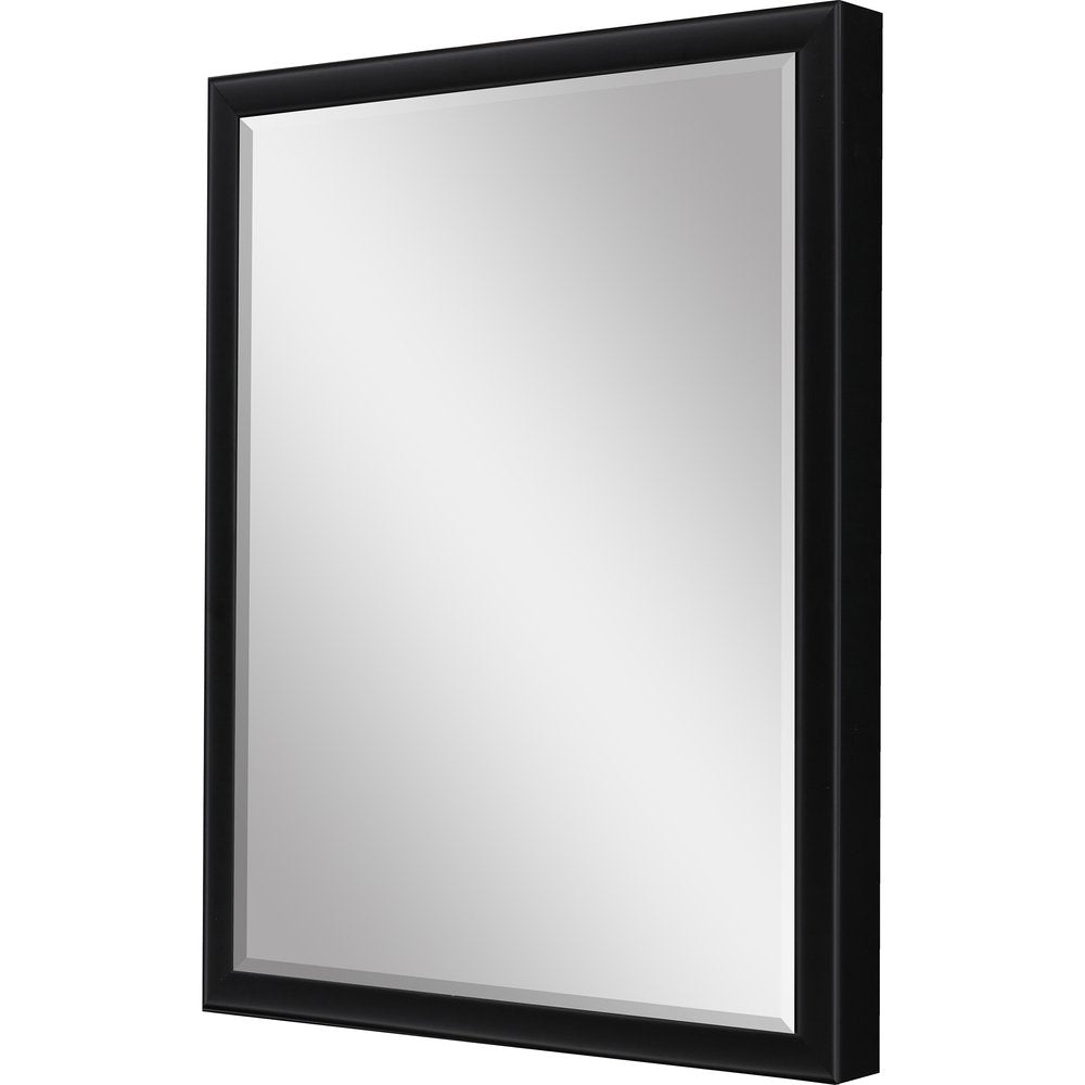 38" Black Solid Wood Framed Accent Mirror
