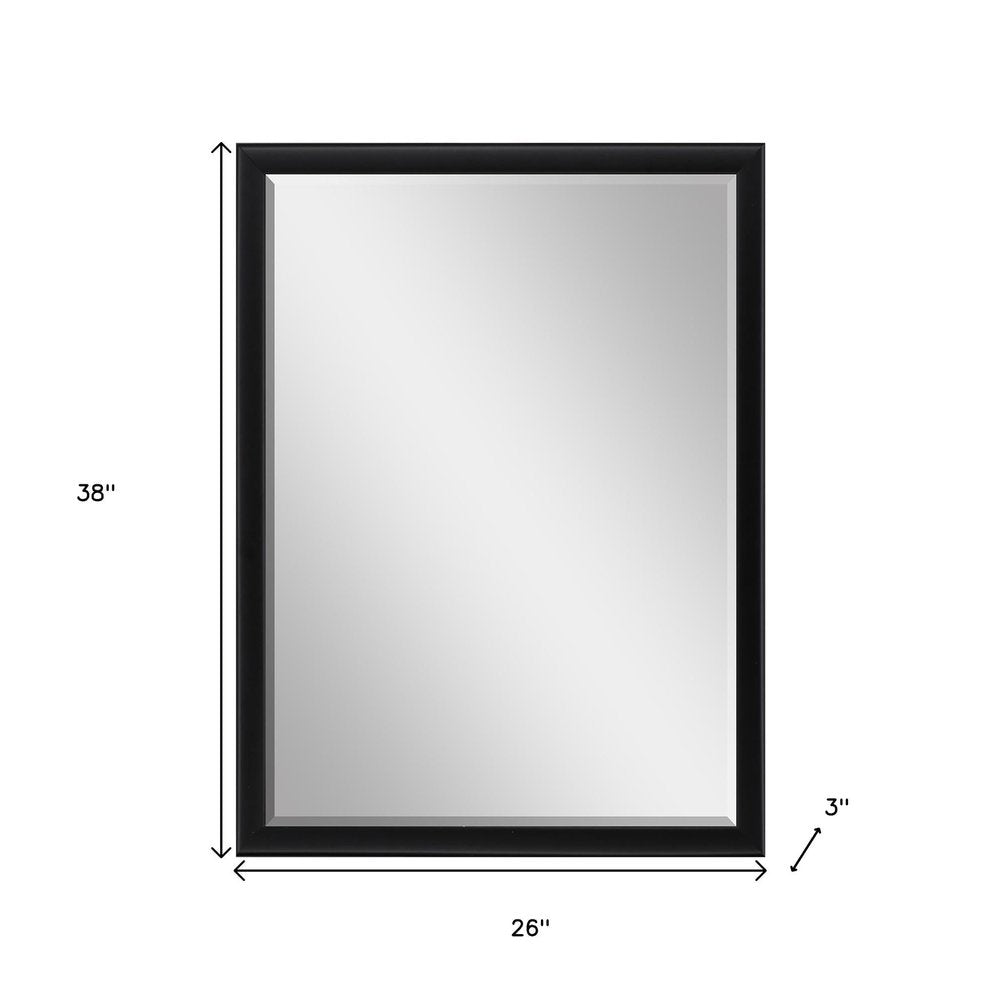 38" Black Solid Wood Framed Accent Mirror