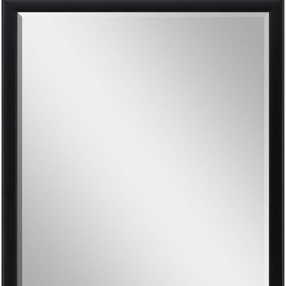 42" Black Solid Wood Framed Accent Mirror