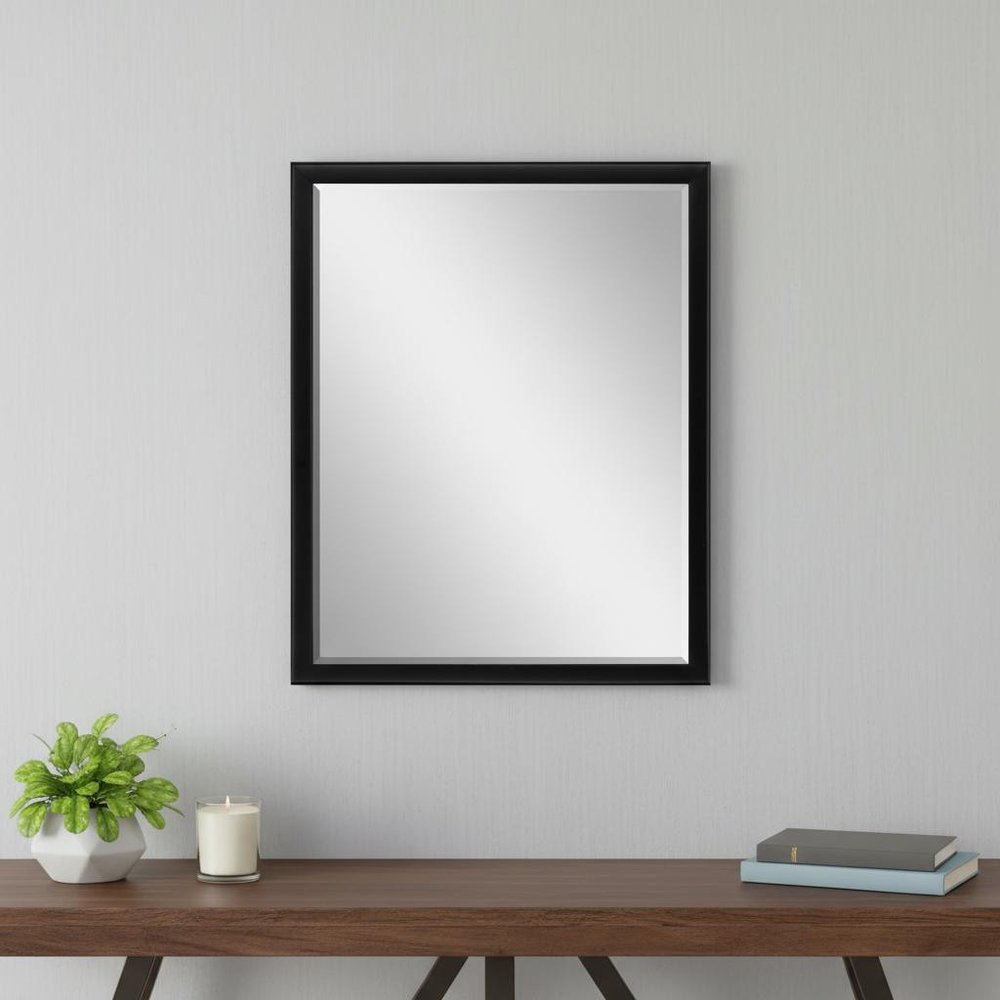 42" Black Solid Wood Framed Accent Mirror