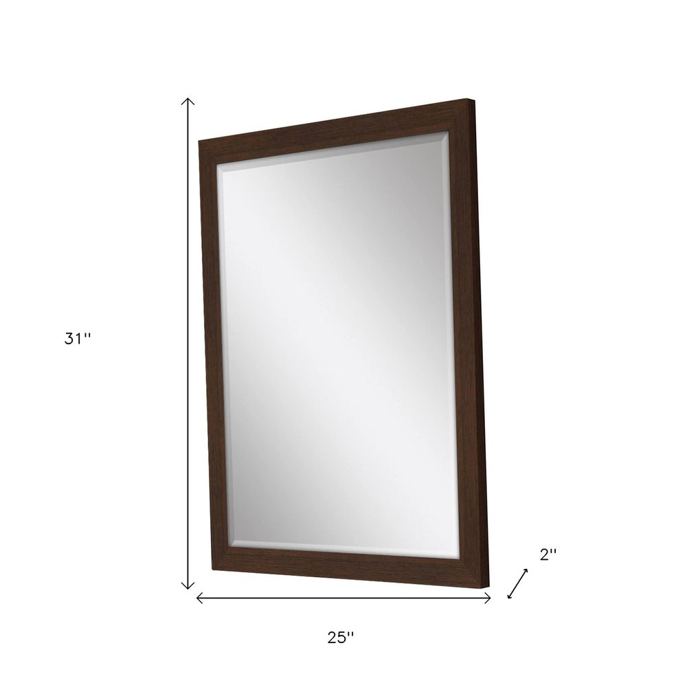 31" Dark Brown Framed Accent Mirror