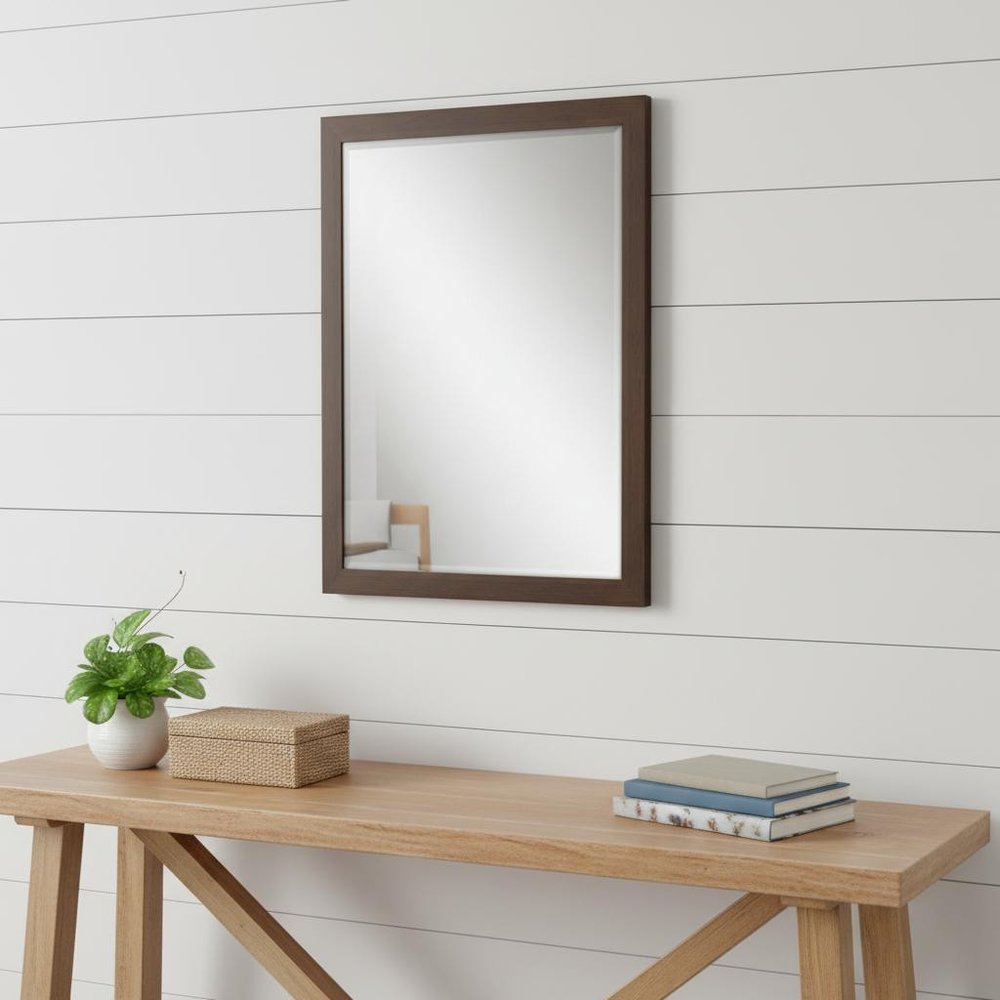 31" Dark Brown Framed Accent Mirror