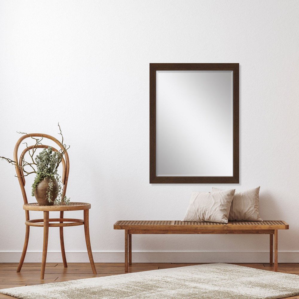 39" Dark Brown Framed Accent Mirror
