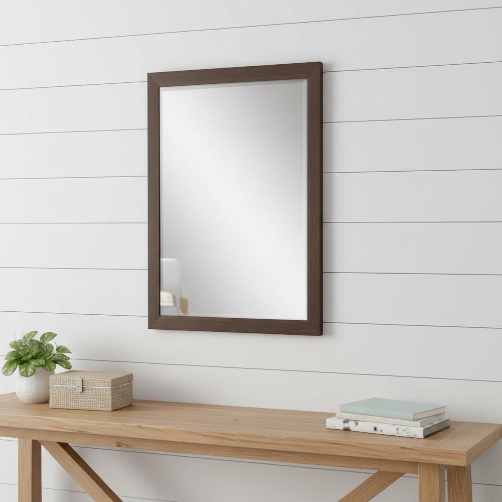 39" Dark Brown Framed Accent Mirror