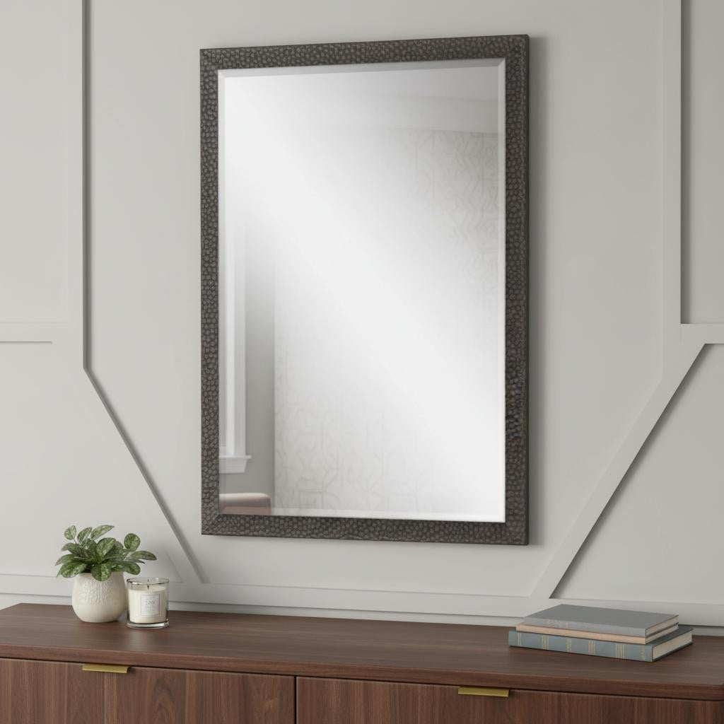 31" Dark Brown Solid Wood Framed Accent Mirror