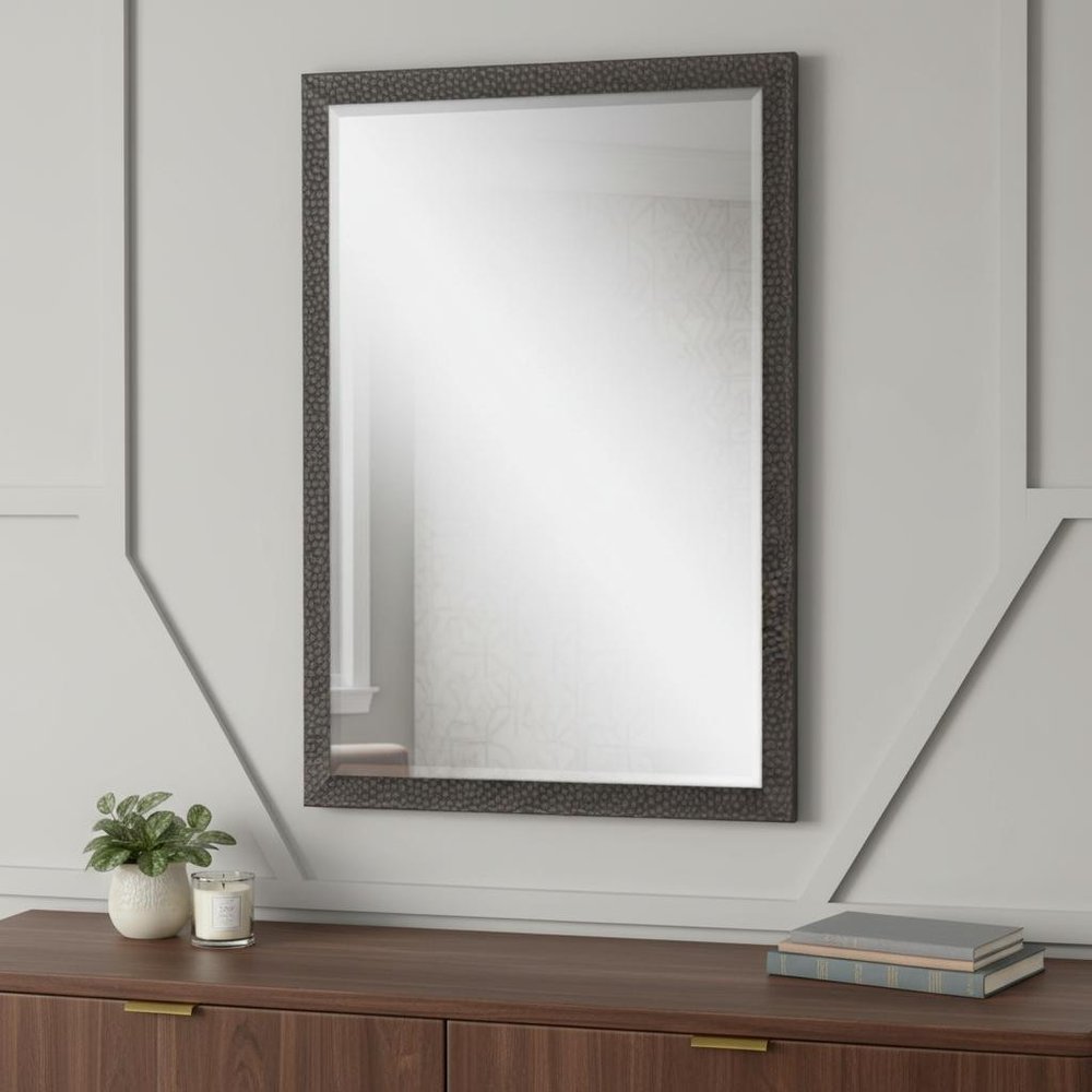 31" Dark Brown Solid Wood Framed Accent Mirror