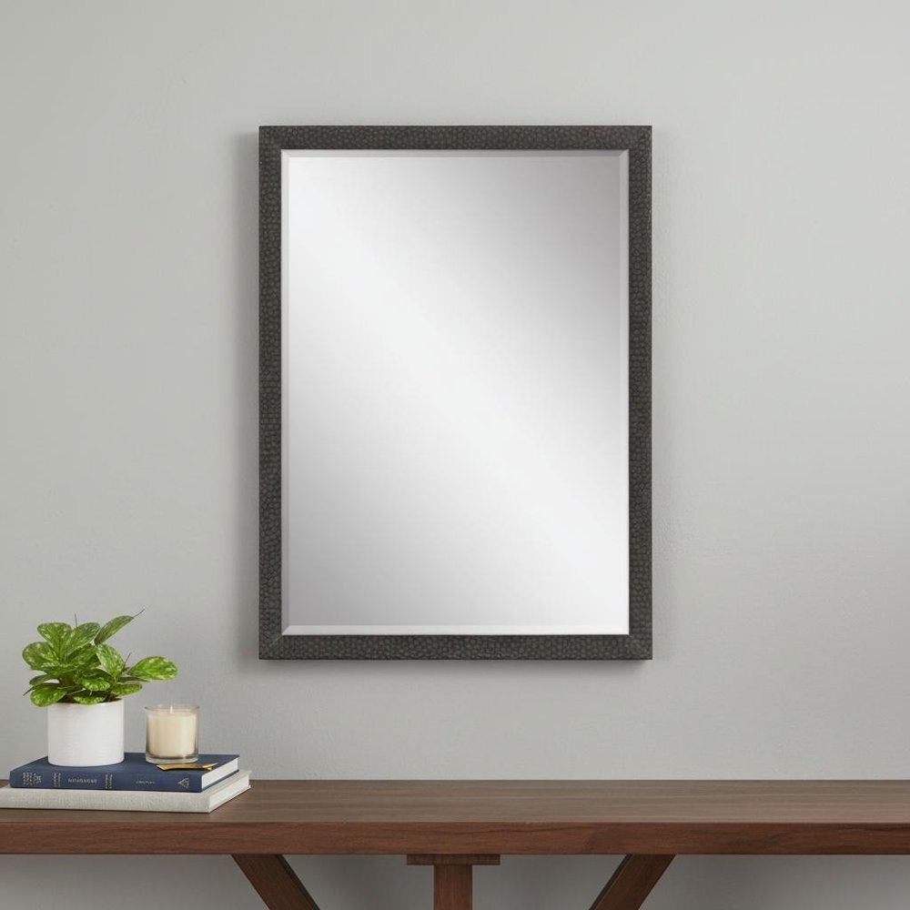 39" Dark Brown Solid Wood Framed Accent Mirror