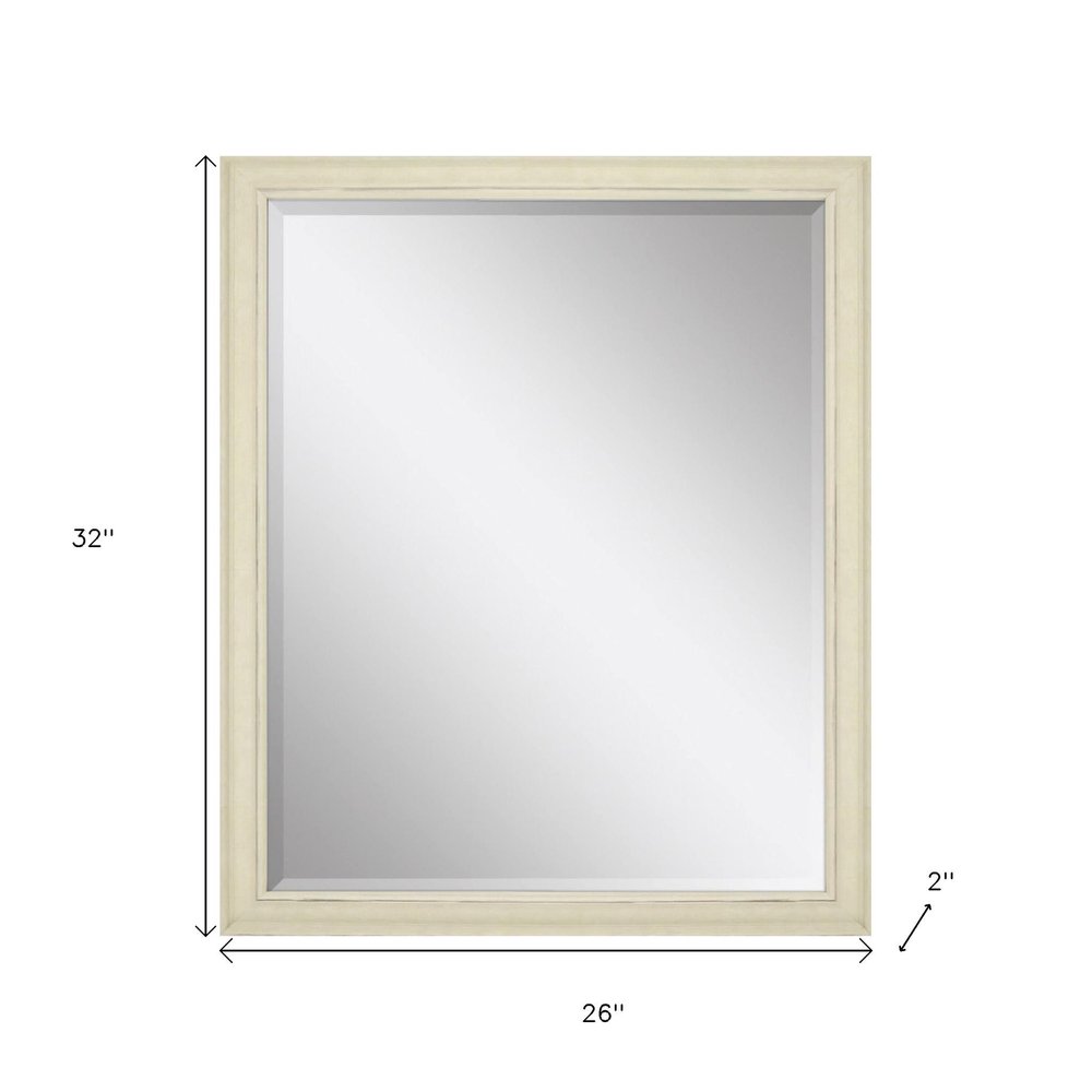 32" White Solid Wood Framed Accent Mirror