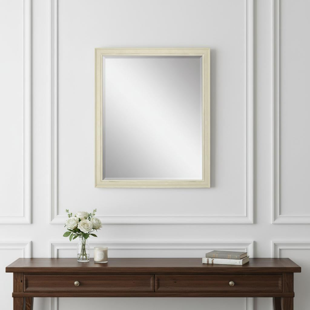 32" White Solid Wood Framed Accent Mirror