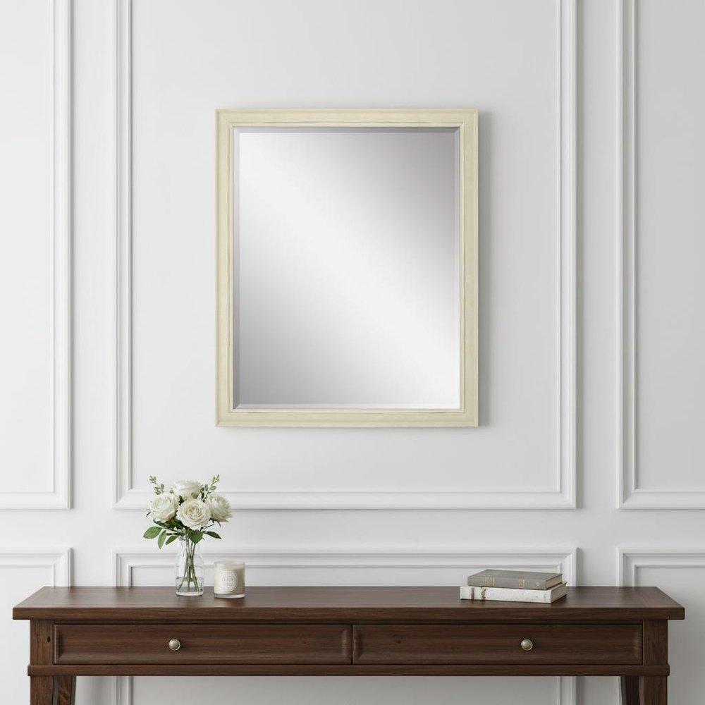 32" White Solid Wood Framed Accent Mirror