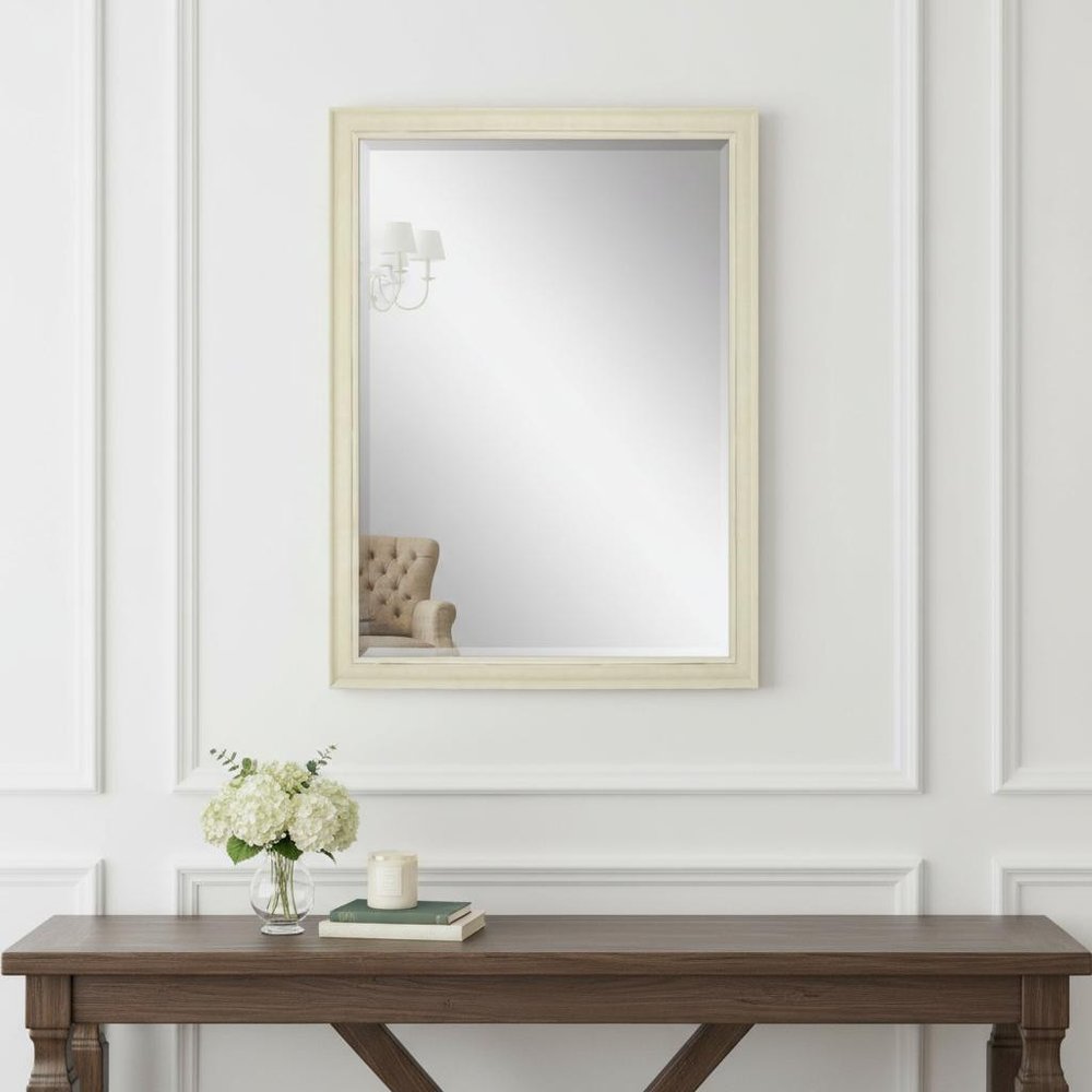 40" White Solid Wood Framed Accent Mirror