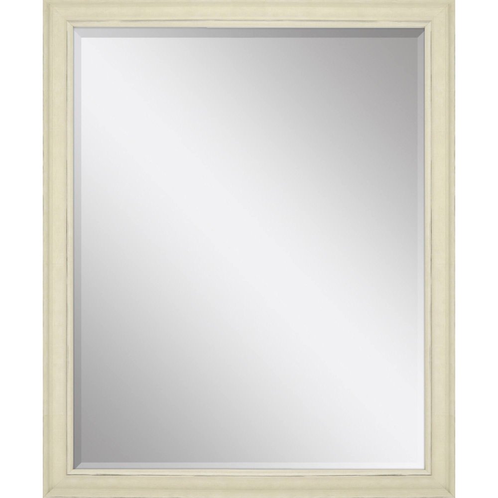 44" White Solid Wood Framed Accent Mirror