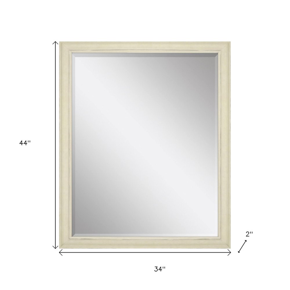 44" White Solid Wood Framed Accent Mirror