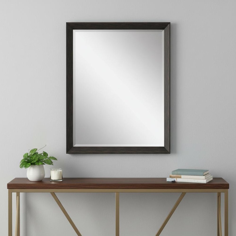 32" Dark Brown Framed Accent Mirror