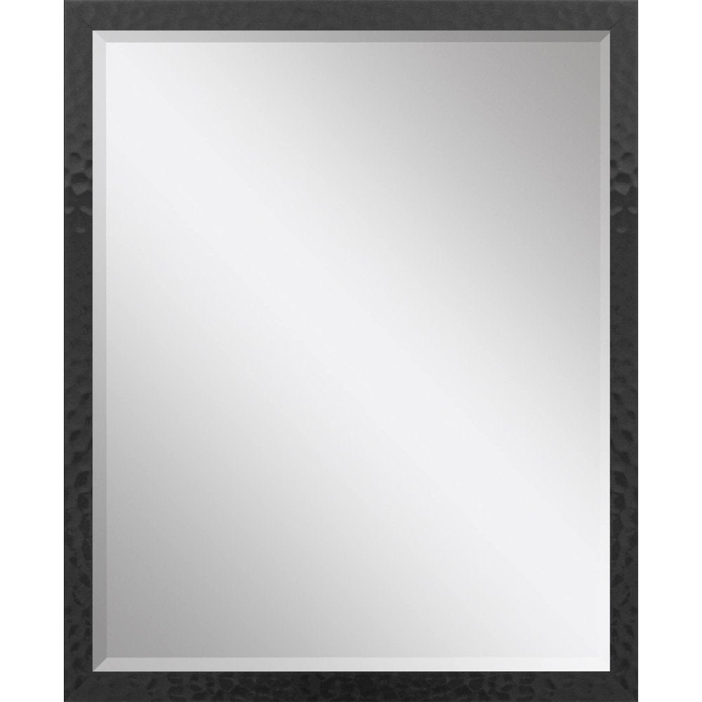 30" Black Hammered Geometric Finish Framed Accent Mirror
