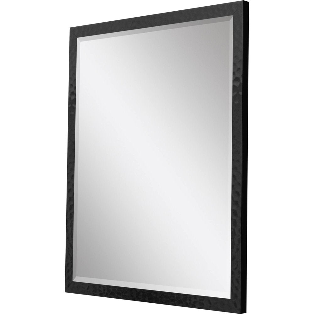30" Black Hammered Geometric Finish Framed Accent Mirror