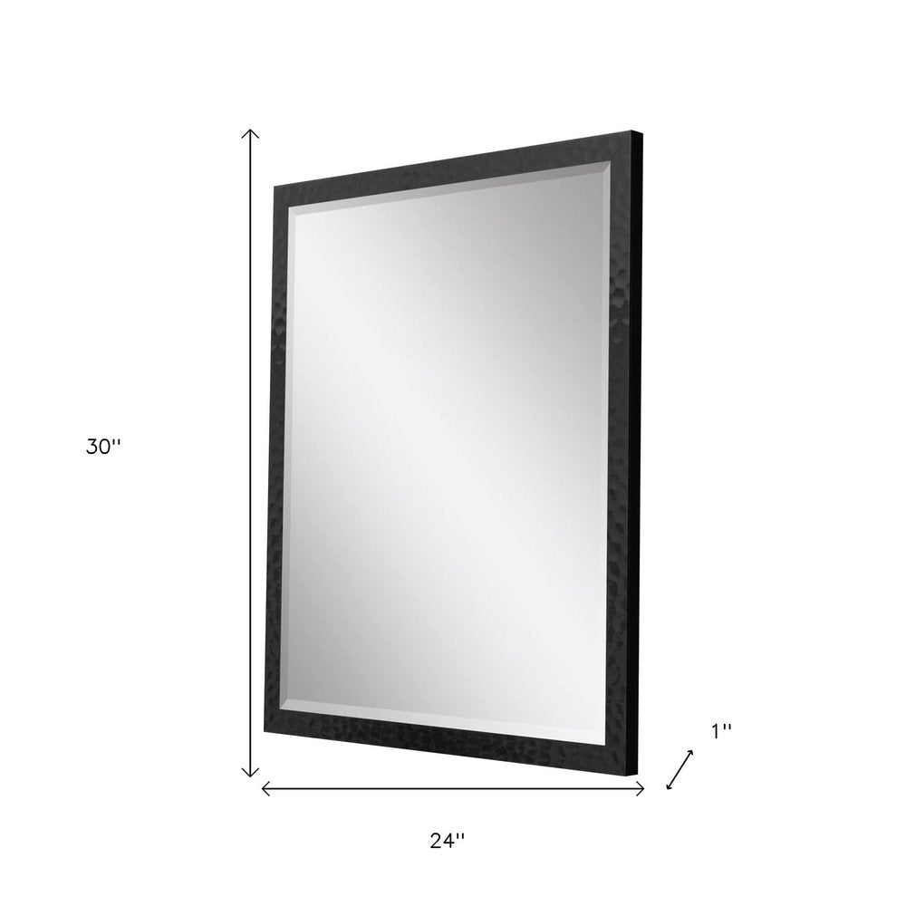 30" Black Hammered Geometric Finish Framed Accent Mirror