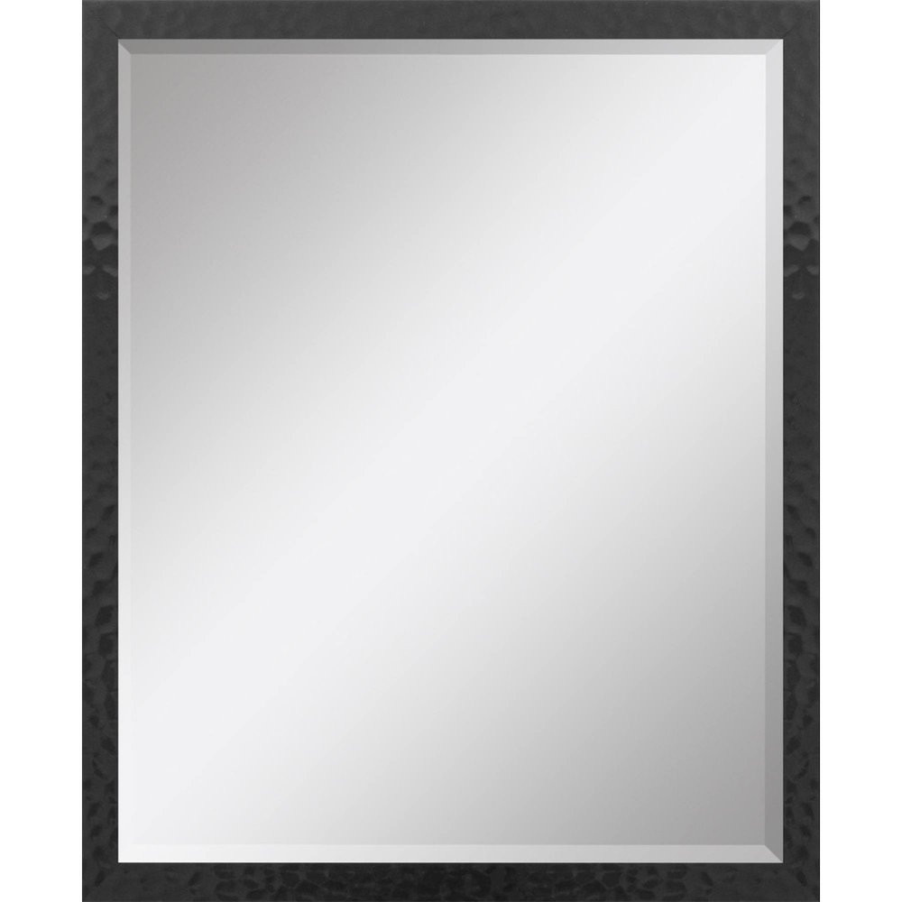 30" Black Hammered Geometric Finish Framed Accent Mirror