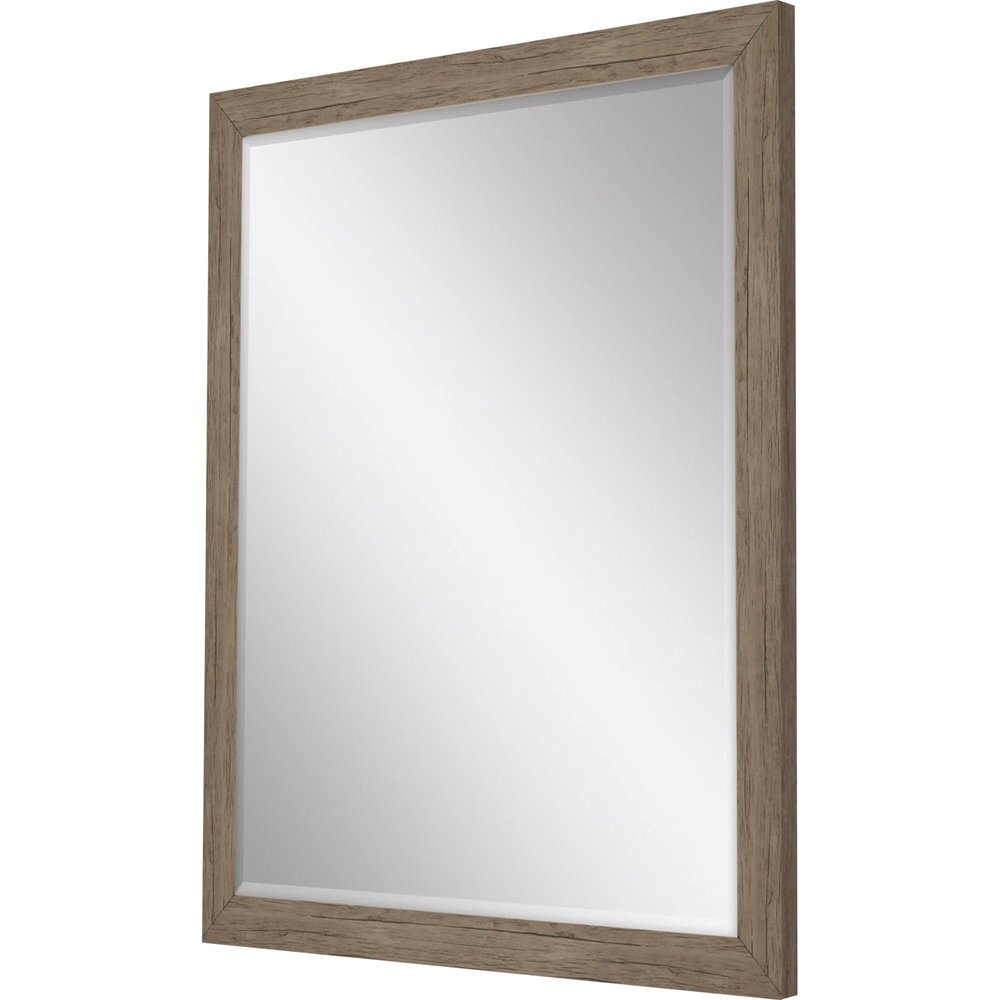 31" Light Brown Framed Accent Mirror