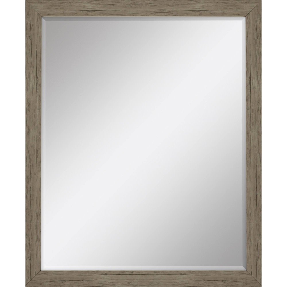31" Light Brown Framed Accent Mirror