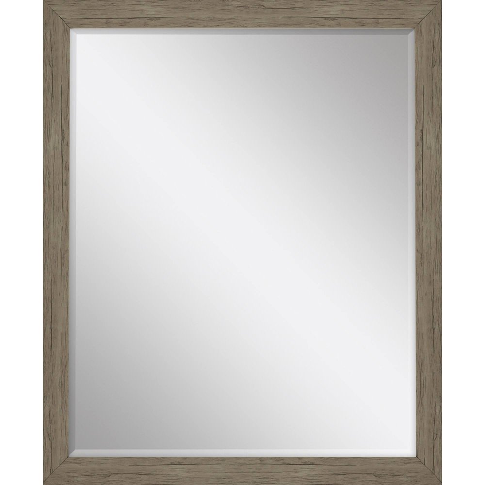33" Light Brown Framed Accent Mirror