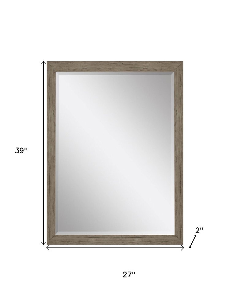 39" Light Brown Framed Accent Mirror