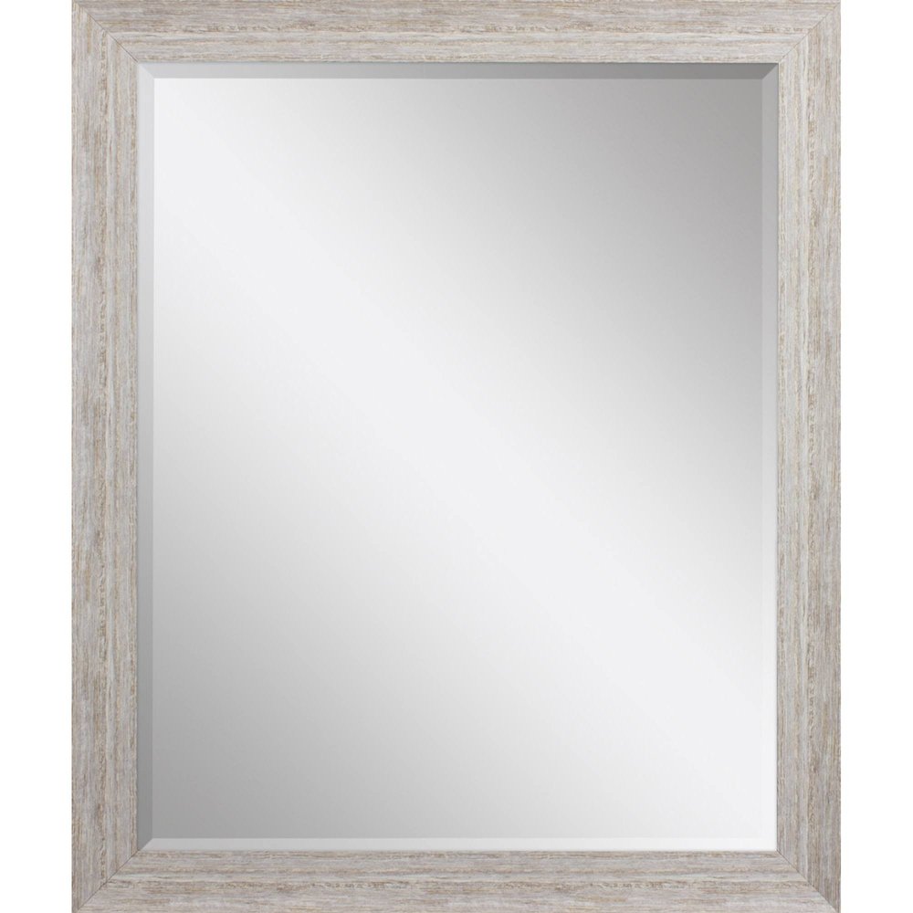 32" White Distressed Wood Framed Accent Mirror