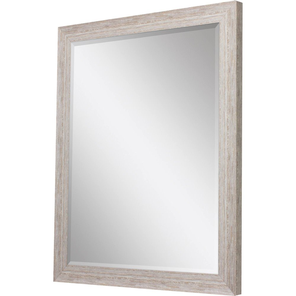 32" White Distressed Wood Framed Accent Mirror