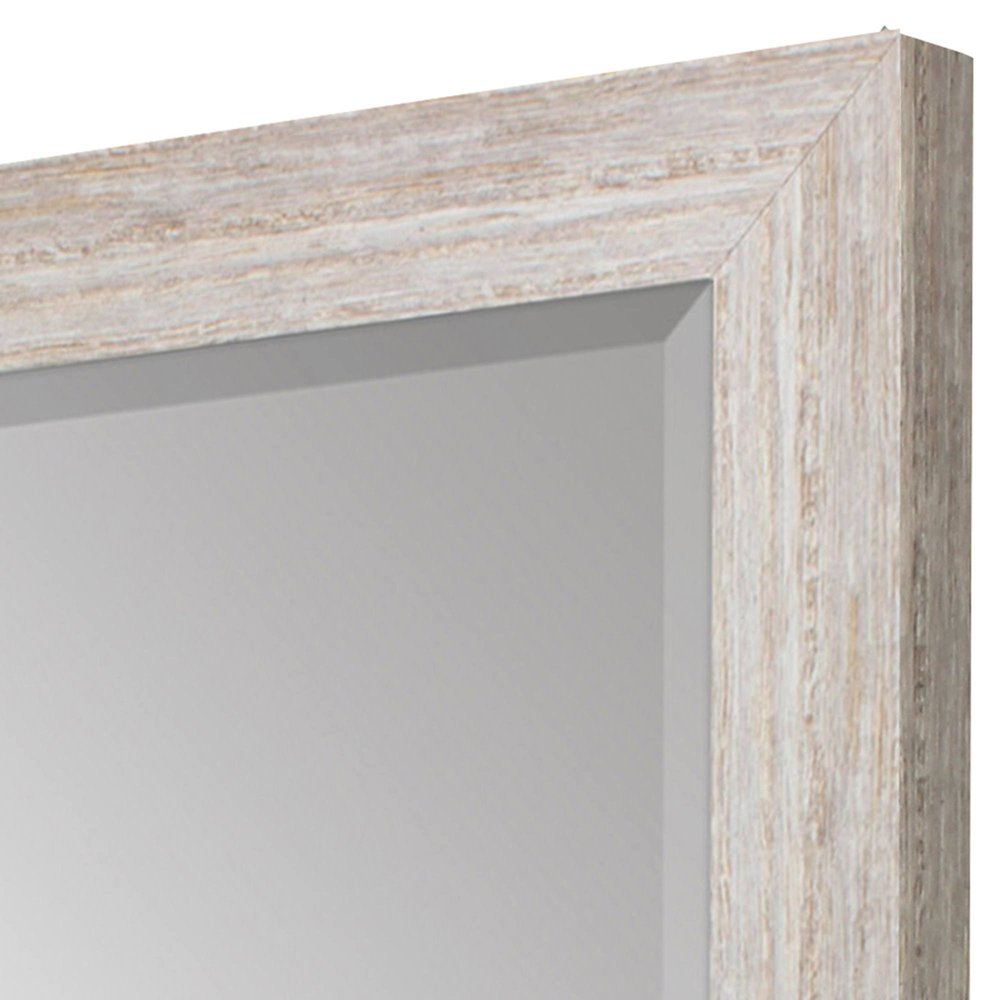 34" White Distressed Wood Framed Accent Mirror