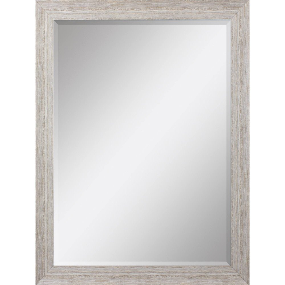 40" White Distressed Wood Framed Accent Mirror