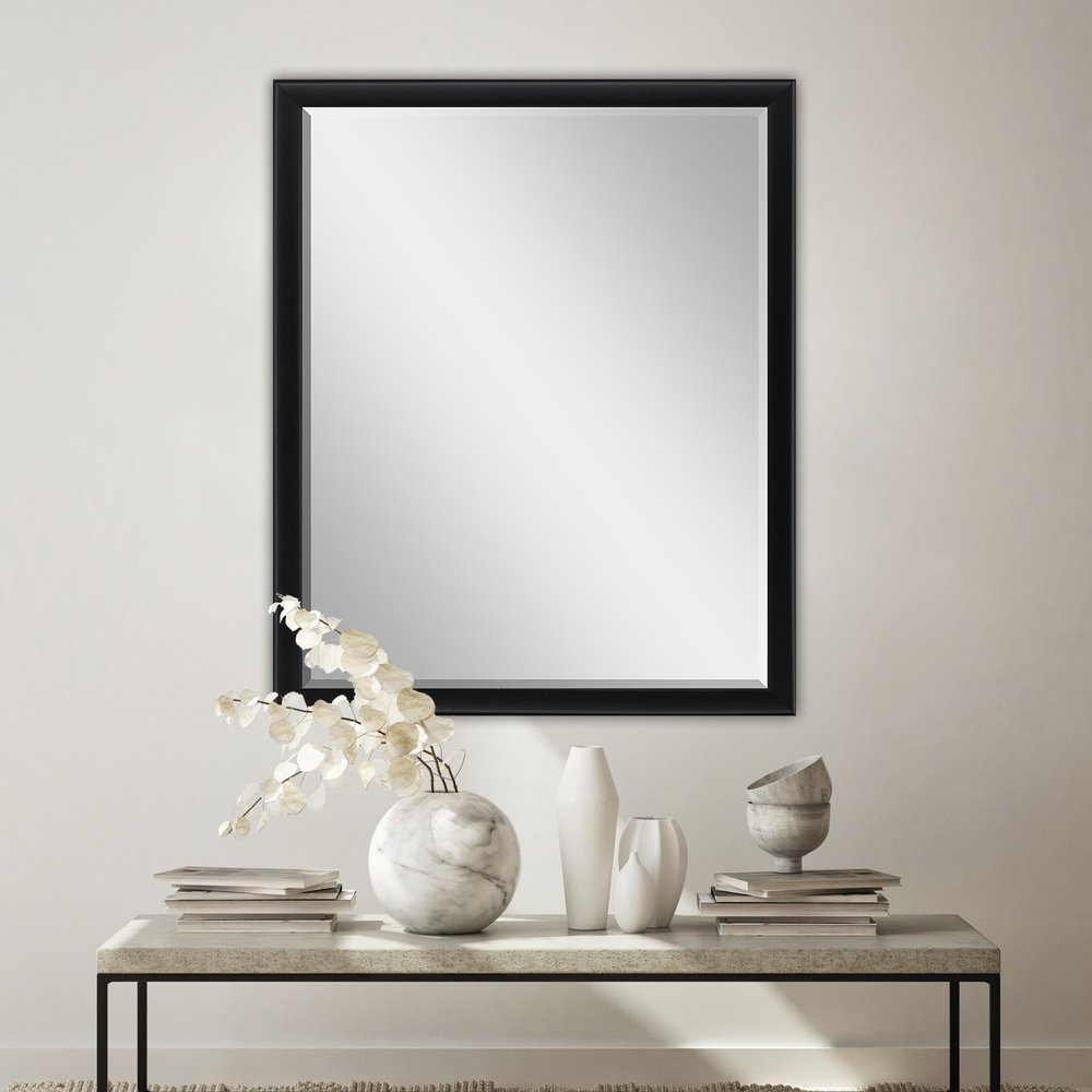 50" Black Solid Wood Framed Accent Mirror