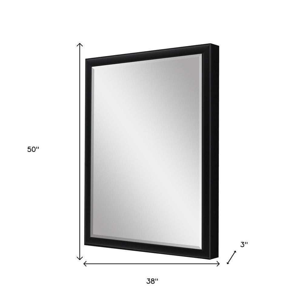 50" Black Solid Wood Framed Accent Mirror