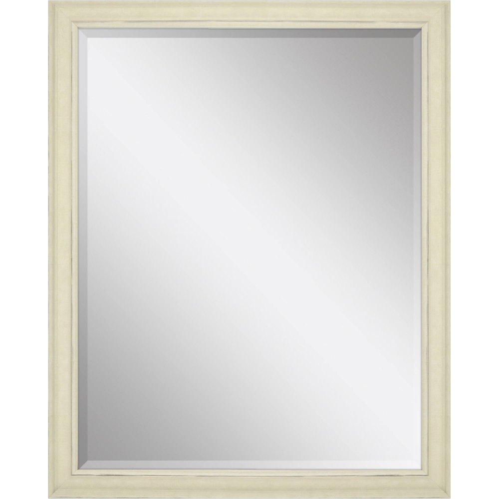 52" Ivory Distressed Wood Framed Accent Mirror